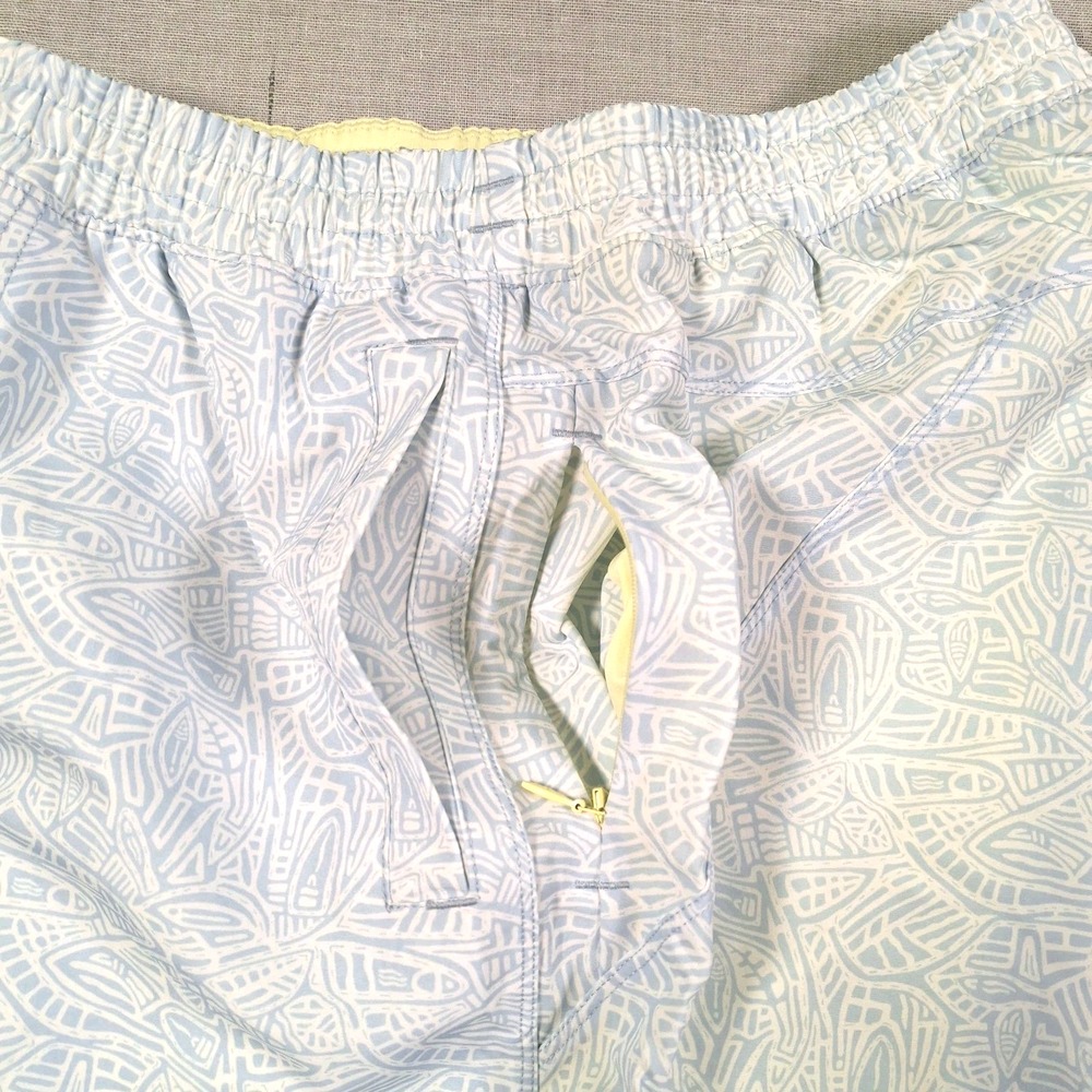Birddogs Gym Shorts Men Medium Light Blue Geometric Leaf Print Lined Activewear - Picture 5 of 12